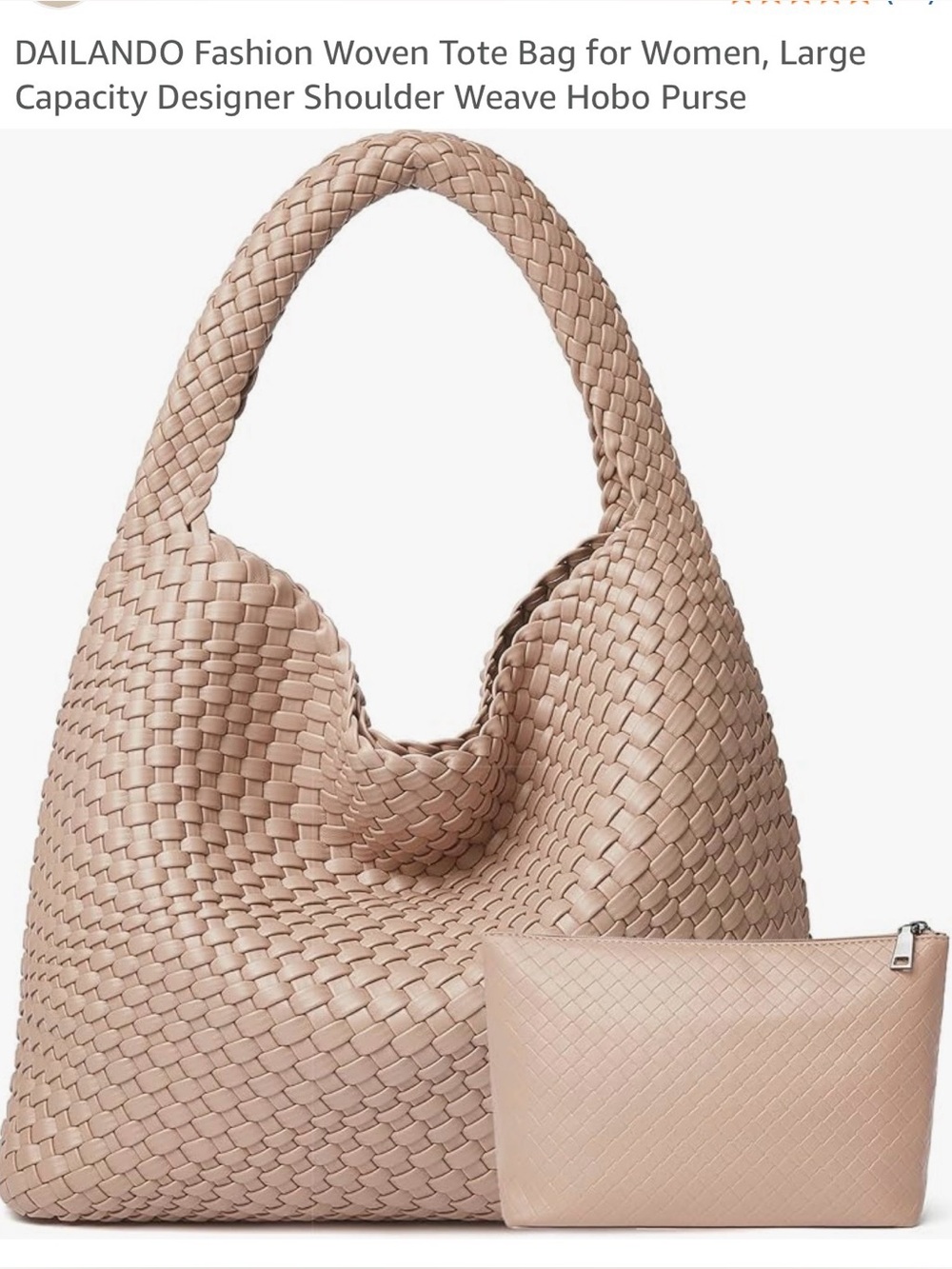 Woven Hobo Tote Bag in Beige - Chic Shoulder Purse